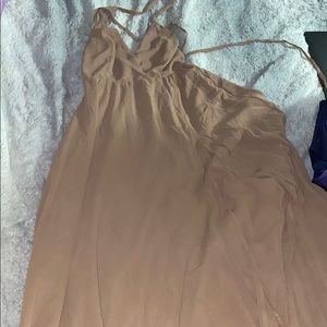 Naked wardrobe tan maxi dress with slit